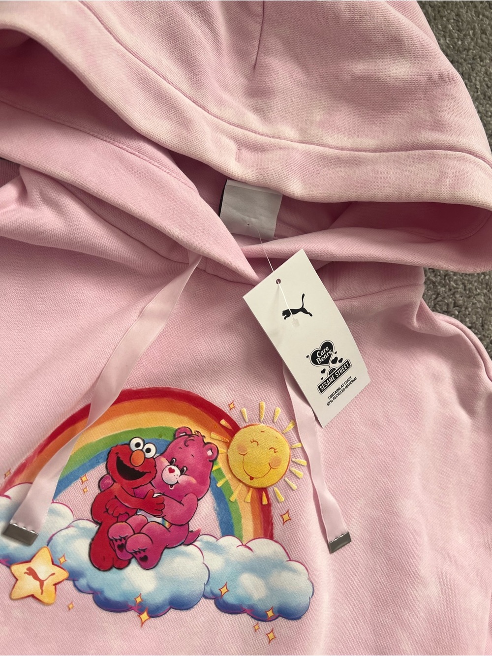 Puma X Care Bears X Sesame Street Pink Hooded Sweatshirt & Jogger Set NWT